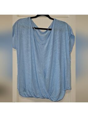 a.n.a Sky Blue Draped Short Sleeve Tee
